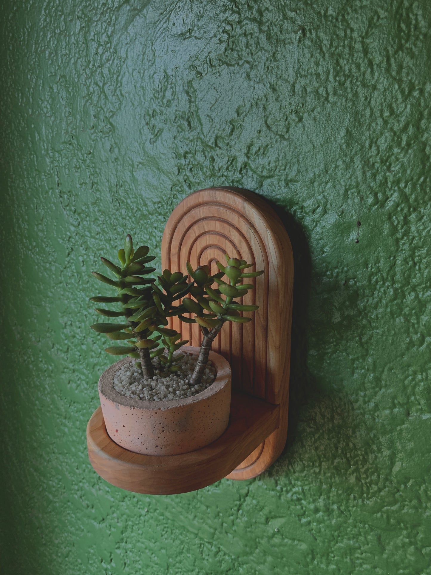 Fluted Cherrywood Plant Holder