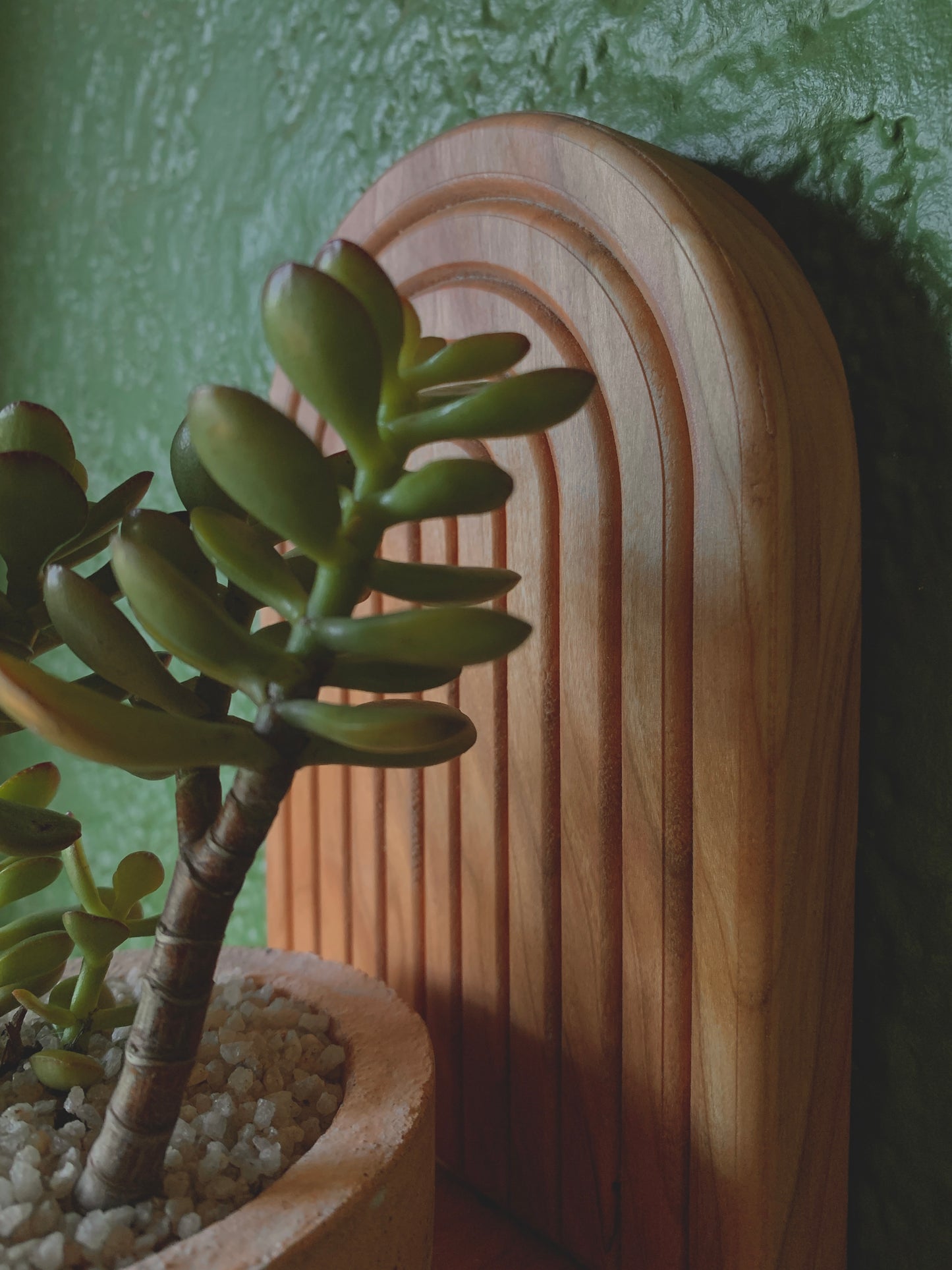 Fluted Cherrywood Plant Holder