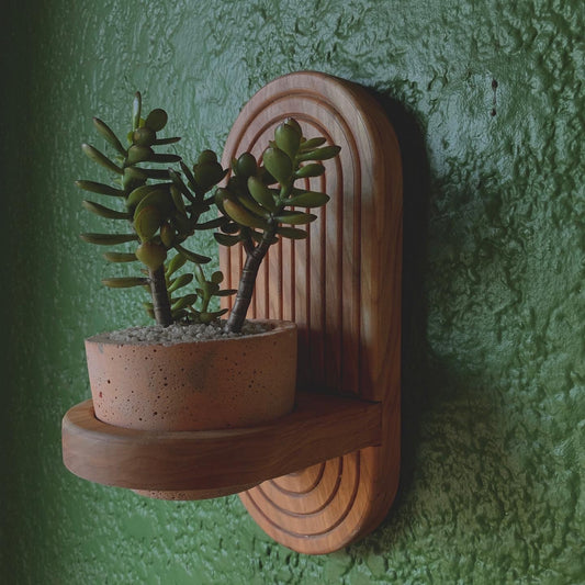 Fluted Cherrywood Plant Holder